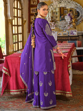 Purple Embroidered Straight Kurta Palazzos With Dupatta set